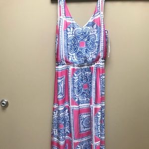 Scarf Print Silk Maxi Dress